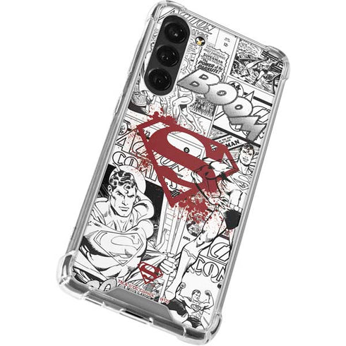 DC Comics Superman Comic Pattern Logo in Red Galaxy S24 FE Clear Case